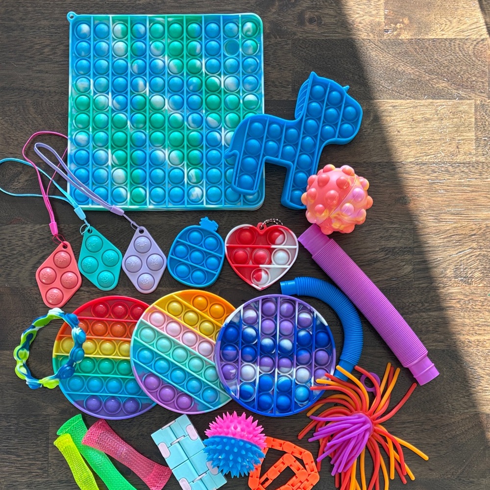 21 Piece Assorted Colorful Pop It Fidget Toy Set